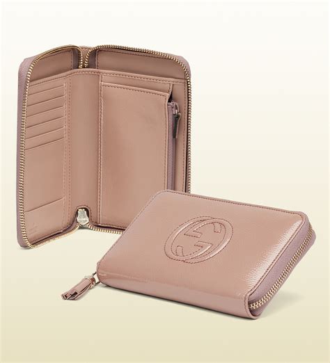 gucci pink zip around wallet